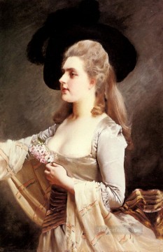 黒い帽子をかぶったエレガントな女性 女性の肖像画 ギュスターヴ・ジャン・ジャケ Oil Paintings